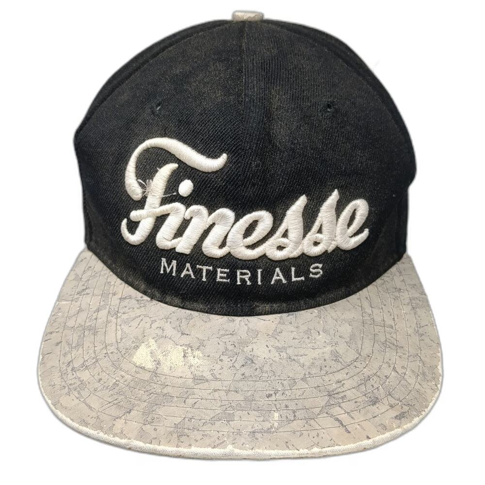 Crown Snapback Hat Black One Size Finesse Materials Green Under Brim Textured